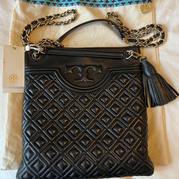 Tory Burch Handbags - Tory Burch Fleming Quilted Leather Bag, Black-Shoulder/Crossbody